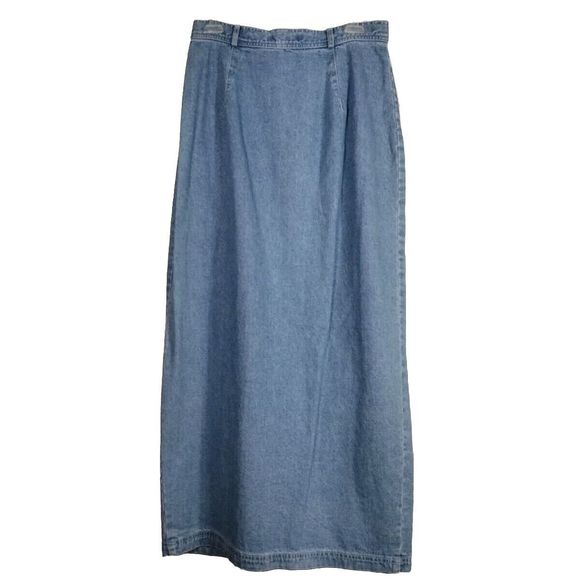 Women's Jean Skirt Size 12 Button Up Denim Vintage Karen Kane Trendy Skirts - Picture 3 of 10